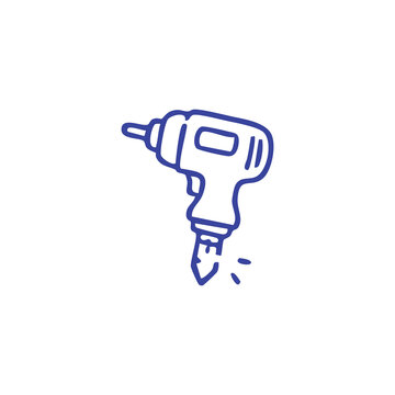 Hand drawn doodle of a power drill icon.