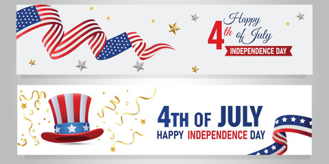 Fourth July Independence Day USA American Flag Patriotic Banner Vector Art © Rahed Ul Islam