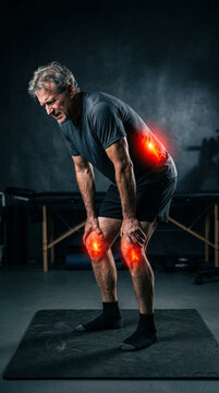 Senior Man Joint Pain PNG Knee Shoulder Injury Muscle Pain Health Concept