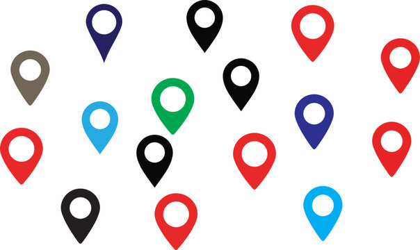 Set of colorful map pointers, Colorful map pin icons location markers and silhouette design
