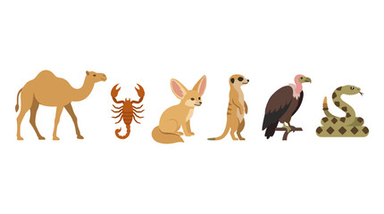 vector A diverse array of desert animals demonstrates the fascinating biodiversity of arid environments. © Maicon