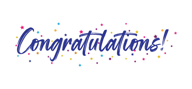 congratulations lettering with stars. Congratulations banner vector illustration.