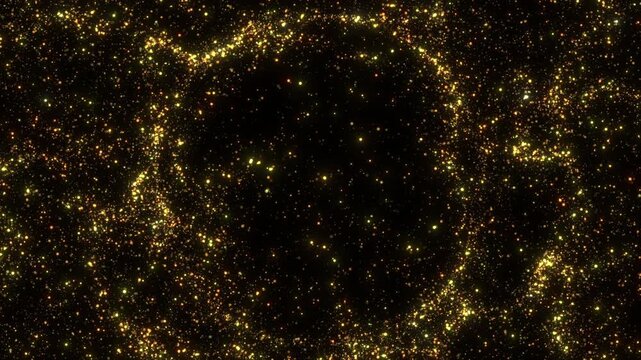 golden sparkling particle ring circle background loop 4K