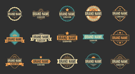 Obraz premium Collection of Vintage and Modern Brand Name Logos and Emblems.