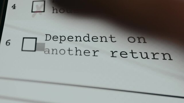 Tax form option Dependent on another return marked with an X