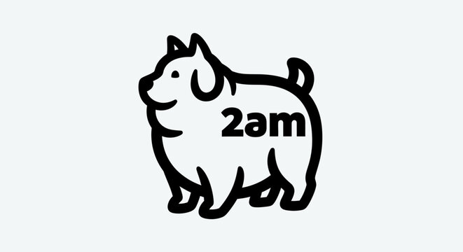 Simple Black and White Dog Logo with Text 2am.