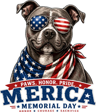 Patriotic Pitbull Dog America Memorial Day USA Flag Design