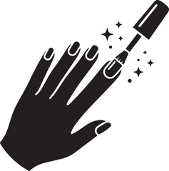 Obraz premium manicure hand with nail polish brush silhouette beauty salon black vector illustration