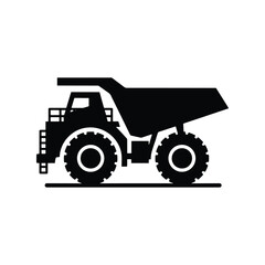 Mining dump truck silhouette vector, heavy equipment vehicle for mining industry and construction branding design © Adventure