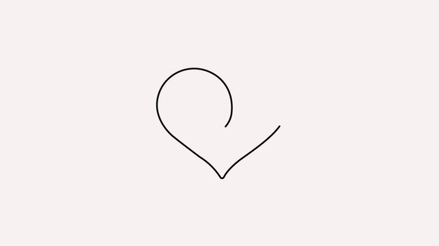 Minimalist one-line drawing of a heart in a smooth 4k animation video. Perfect for romantic, wedding, and elegant modern background designs.