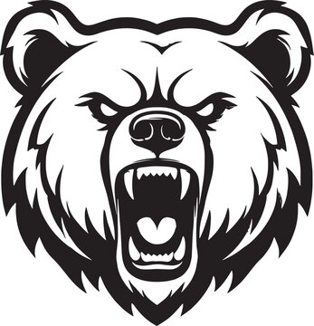 Wild Grizzly Bear Face Silhouette Illustration.eps
