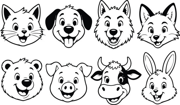 Cute Cartoon Animal Faces.eps