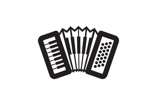 Accordion Silhouette on white background