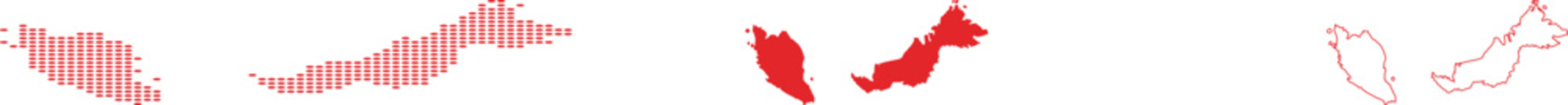 Red Map Outlines and Dotted Representation of Malaysia on White Background vector illustration