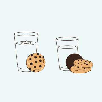 Glass of water with cookies.