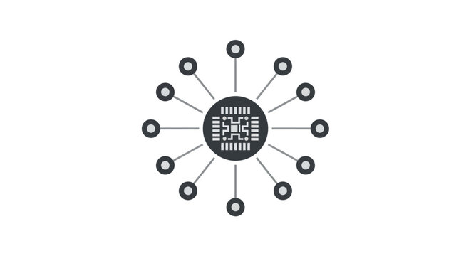 A black and white graphic design element.