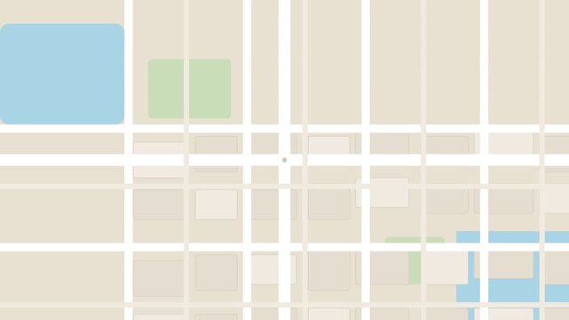 Animated digital city map with red pin location marker icon