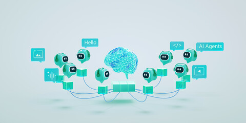 Agent, Multi-Agent System concept, SLM, small language model, chatbot, assistant, generative. Photo stock © Krot_Studio