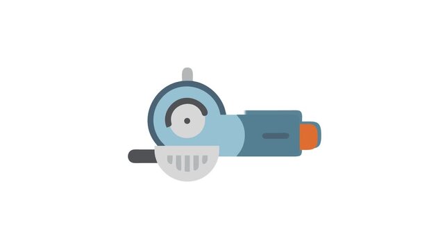 Flat vector illustration of an angle grinder isolated on White