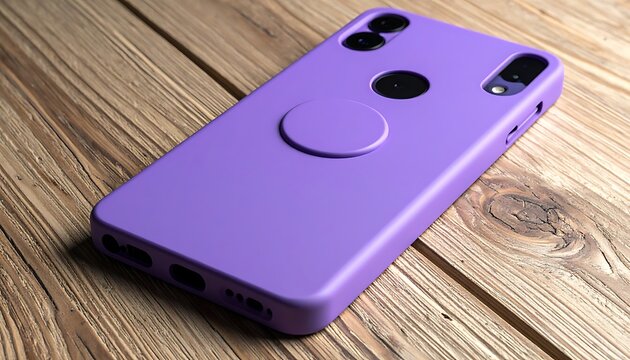 Purple phone case on wood