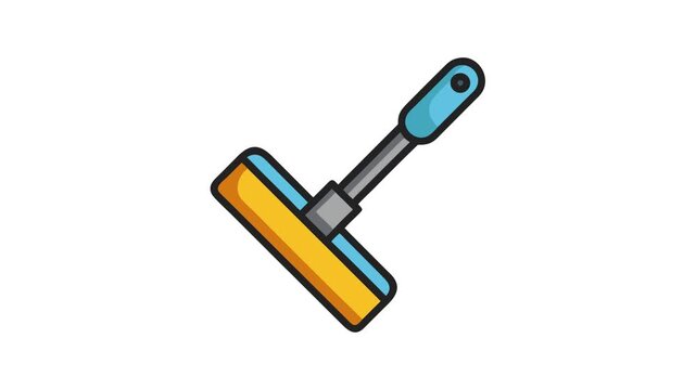 Flat Illustration of Squeegee Cleaning Tool on White Background