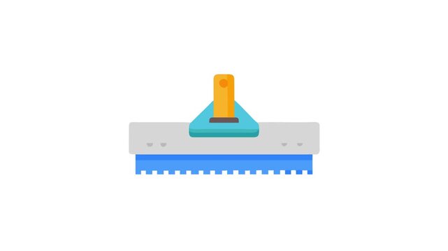 Flat illustration of a notched squeegee with solid colors