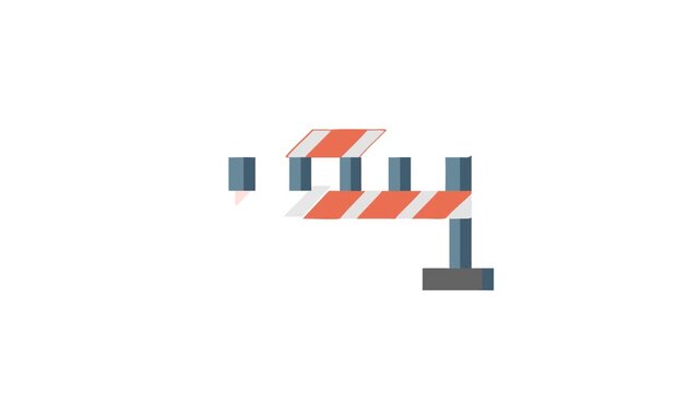 Orange and white striped road barrier against black backdrop