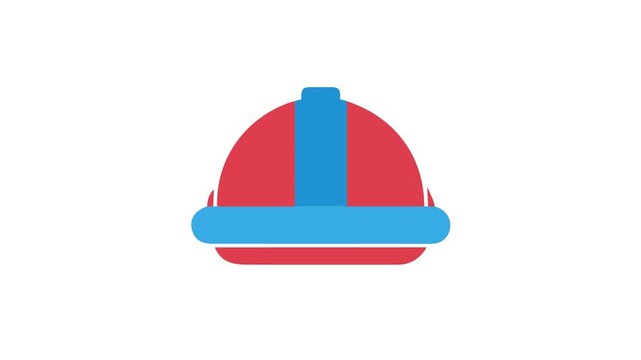 Construction hard hat icon in flat red and blue