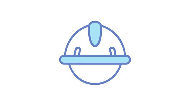 Blue construction helmet icon on White Background illustration