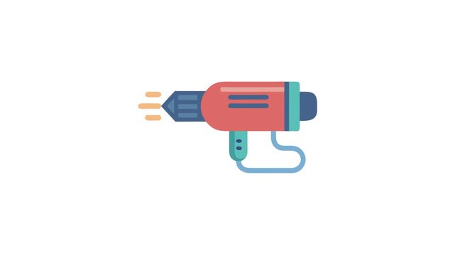Colorful vector graphic of a glue gun emitting glue