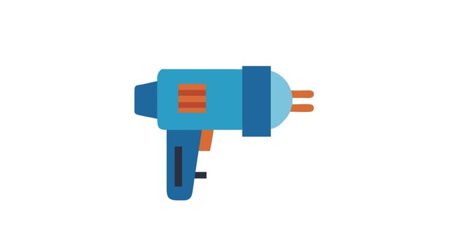 Flat illustration of an electric drill against White Background