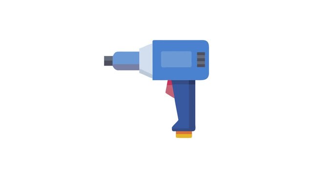 Isolated blue drill tool on White Background in flat style