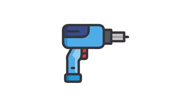 Isolated blue cordless power drill construction equipment icon