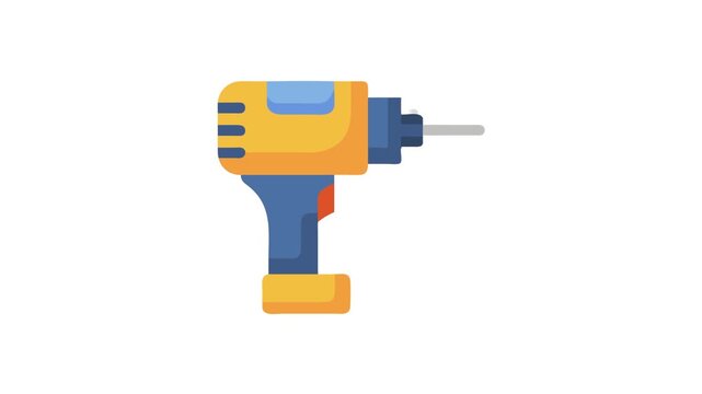 Flat design icon of a hand drill on White Background