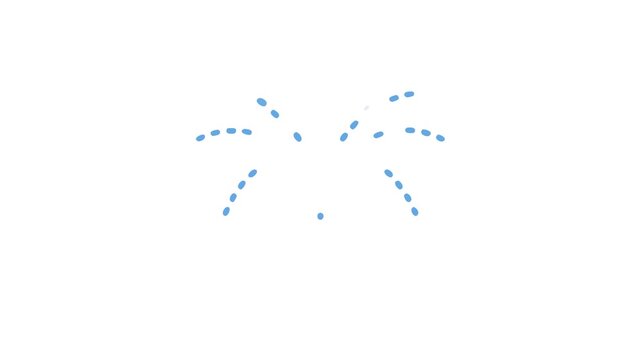 Cartoon-style sprinkler irrigates small crops on a green platform