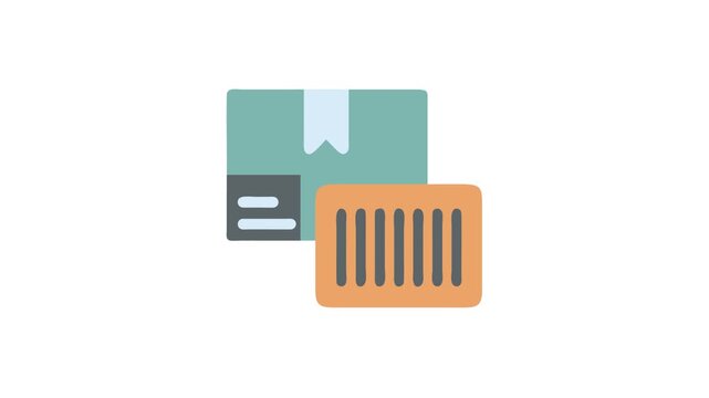 Simple flat illustration of a package and barcode container