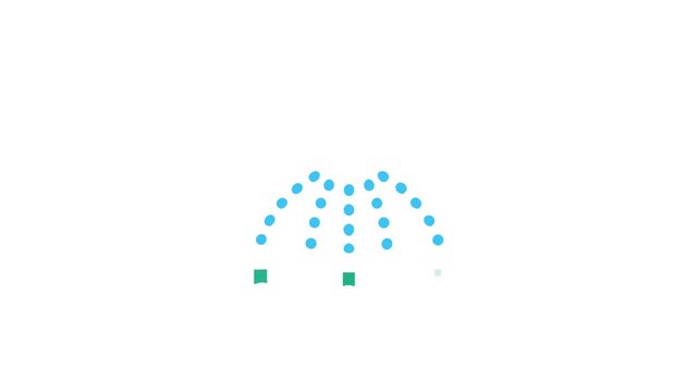 Agricultural irrigation system watering plants on farmland, flat design