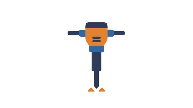 Flat vector illustration of jackhammer construction tool on White Background