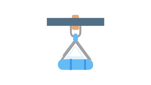 Icon of a crane lifting a cylinder in flat style