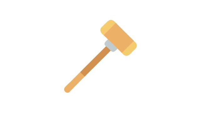Wooden mallet on White Background, digital flat illustration
