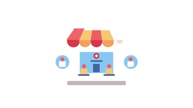 Flat store facade icon for online service platform