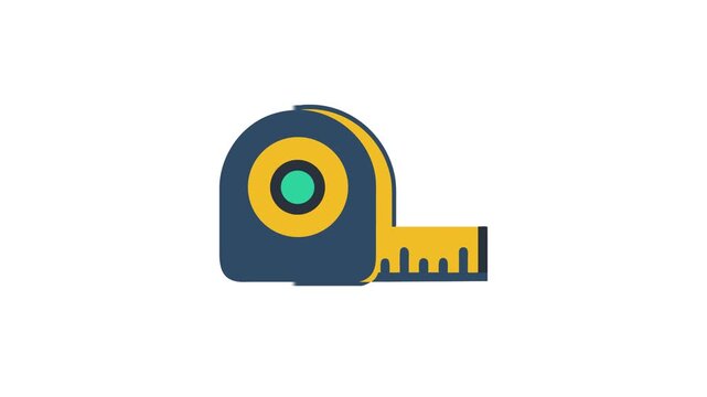Flat design illustration of a blue and gold tape measure