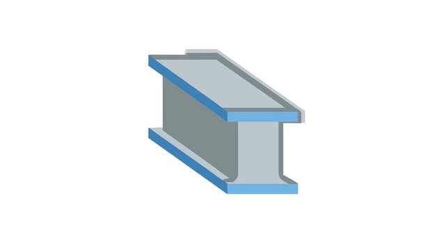 Isolated steel I-beam structural component on a White Background