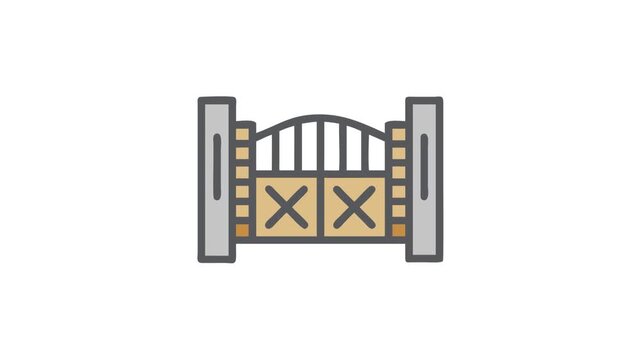 Stylish gate illustration in neutral colors against black backdrop