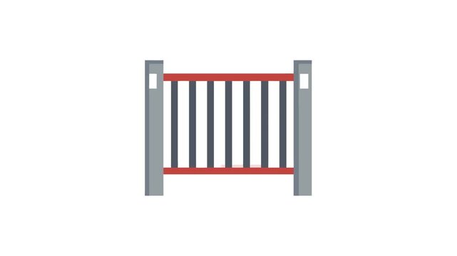 Minimalist gate illustration with gray posts and dark bars