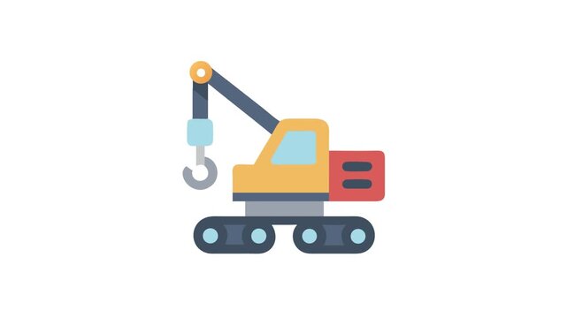 Flat design icon of a construction crane equipment machine