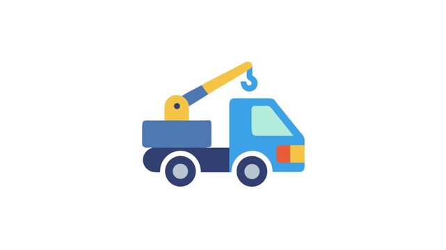 Flat design tow truck icon on a White Background
