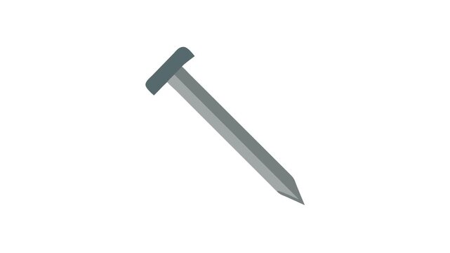 Gray metal nail against a solid White Background