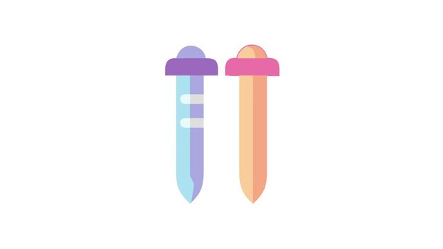 Two pastel color droppers isolated on dark background illustration