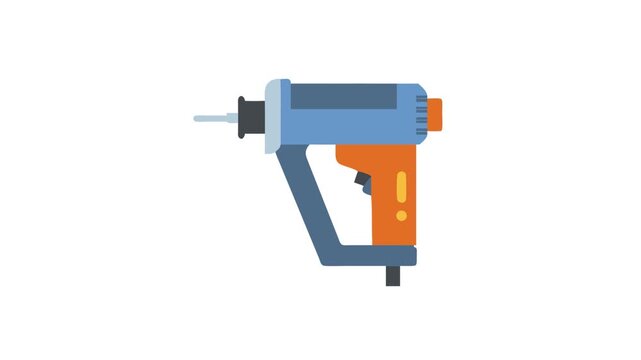 Flat illustration of a nail gun on a White Background